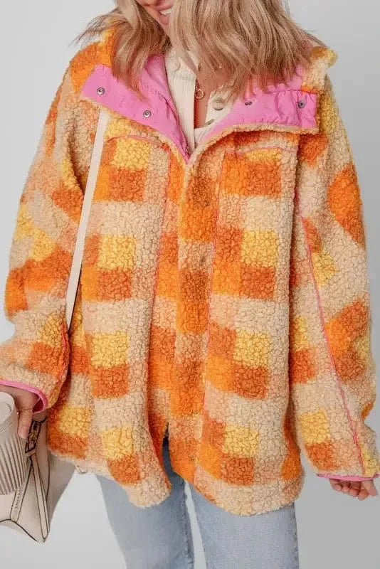 Sherpa Jackets Zesty Check Sherpa Hooded Jacket