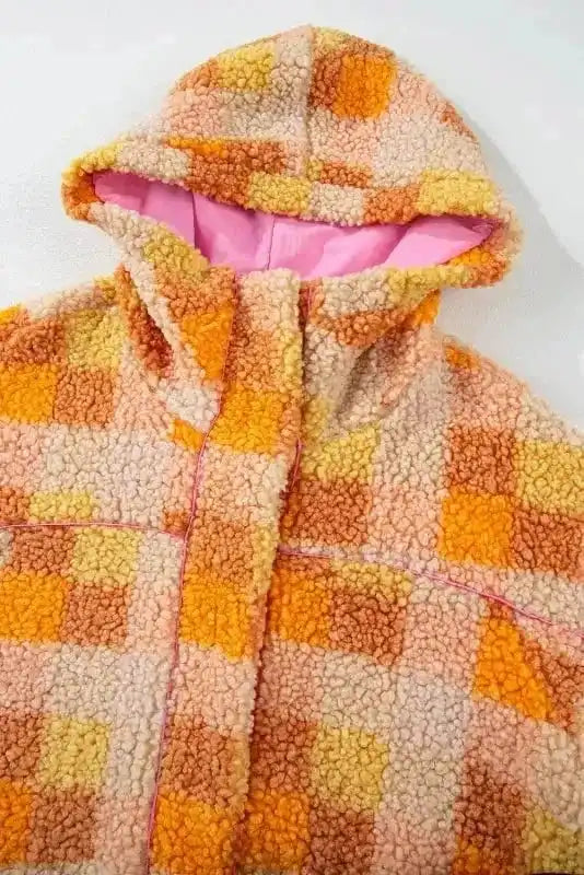 Sherpa Jackets Zesty Check Sherpa Hooded Jacket