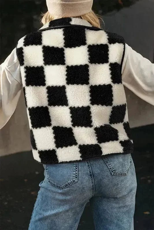 Sherpa Vests CozyCheck Sherpa Vest – Classic Black & White