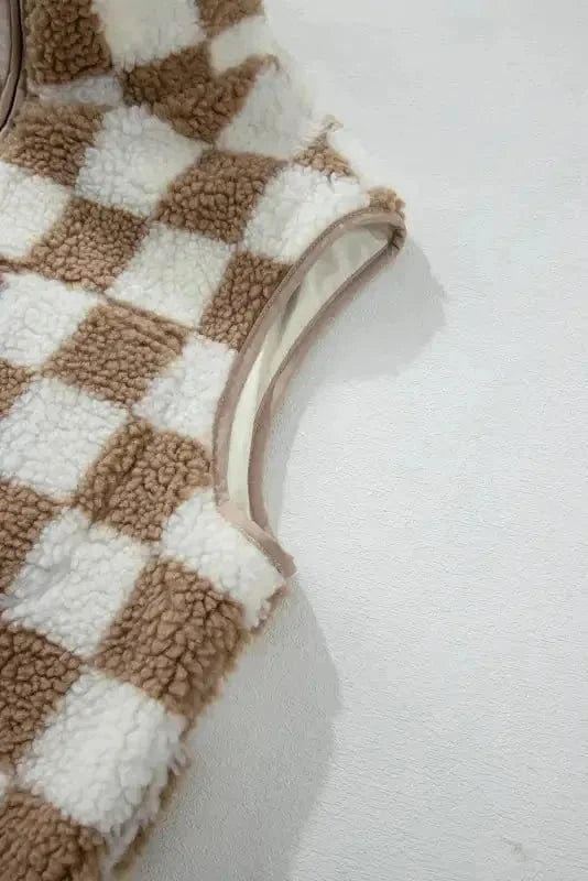 Sherpa Vests Monochrome Mosaic Sherpa Vest