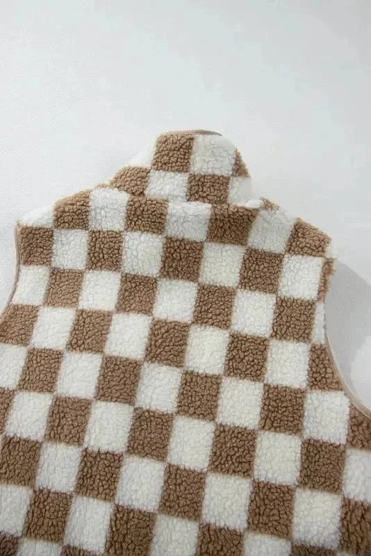 Sherpa Vests Monochrome Mosaic Sherpa Vest