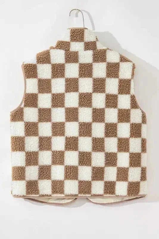 Sherpa Vests Monochrome Mosaic Sherpa Vest