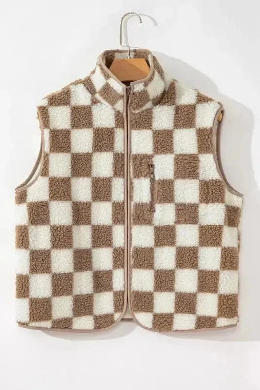 Sherpa Vests Monochrome Mosaic Sherpa Vest