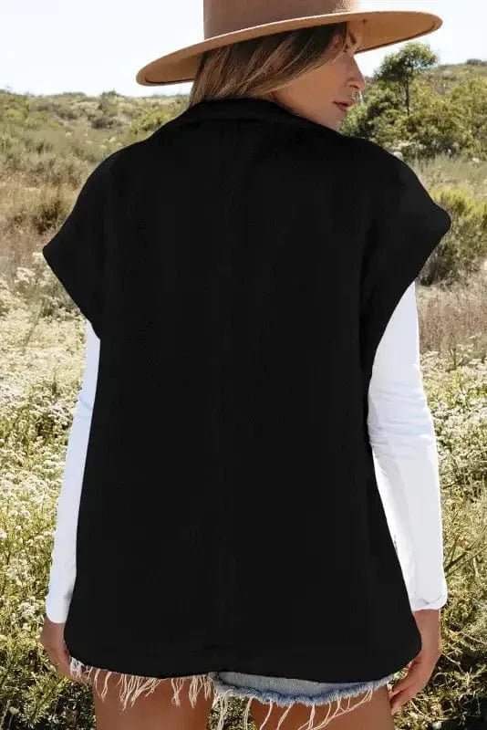 Sherpa Vests Stand Collar Sherpa Vest - Black
