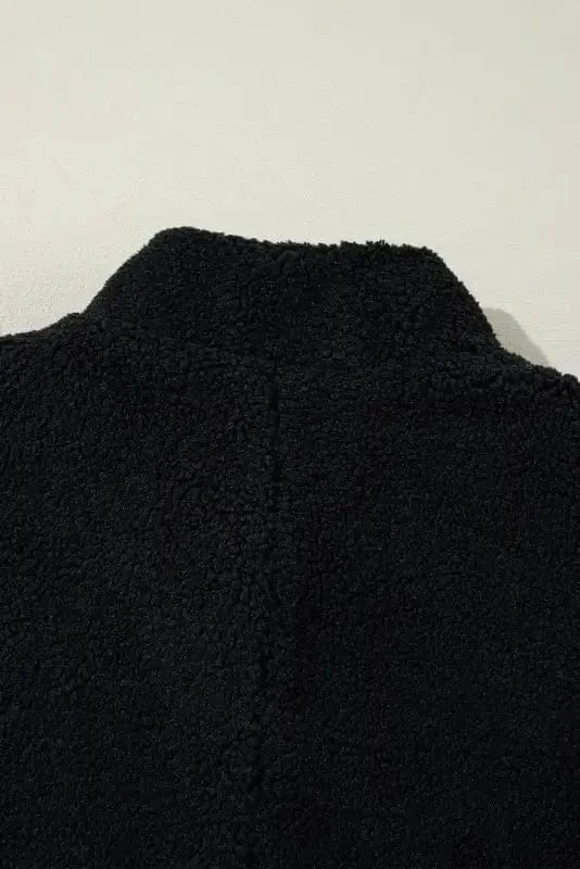 Sherpa Vests Stand Collar Sherpa Vest - Black