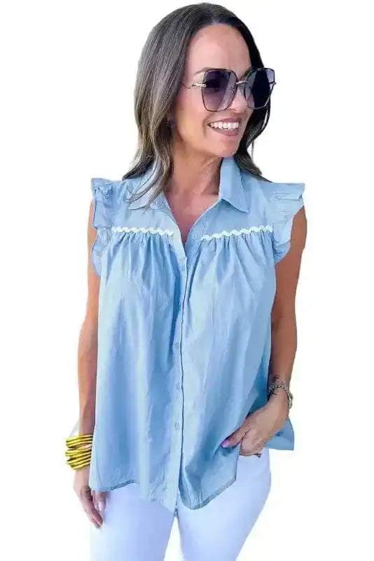 Shirts Azure Ruffle Runway Top