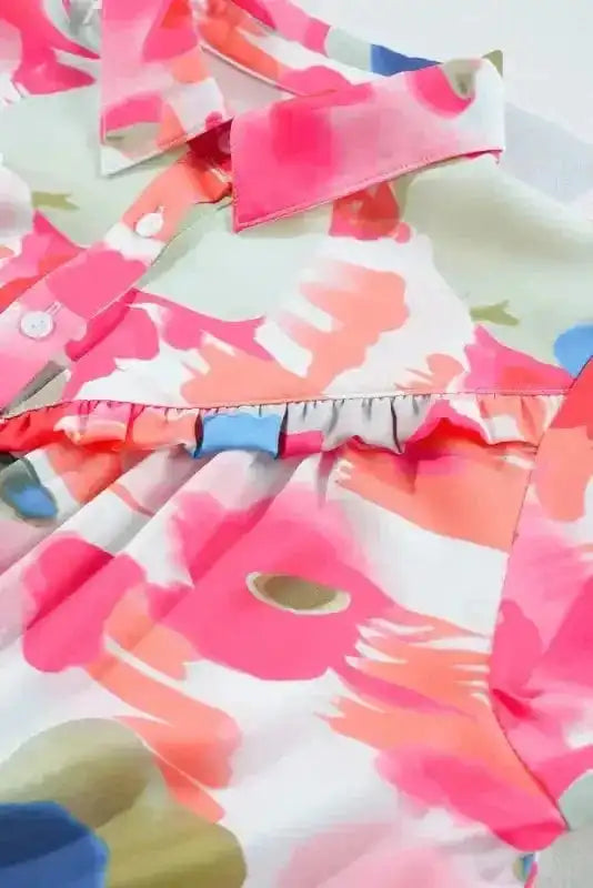 Shirts Boho Abstract Puff Sleeve Shirt