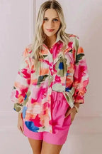 Shirts Boho Abstract Puff Sleeve Shirt