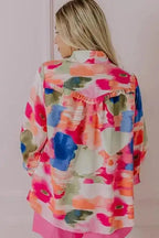 Shirts Boho Abstract Puff Sleeve Shirt