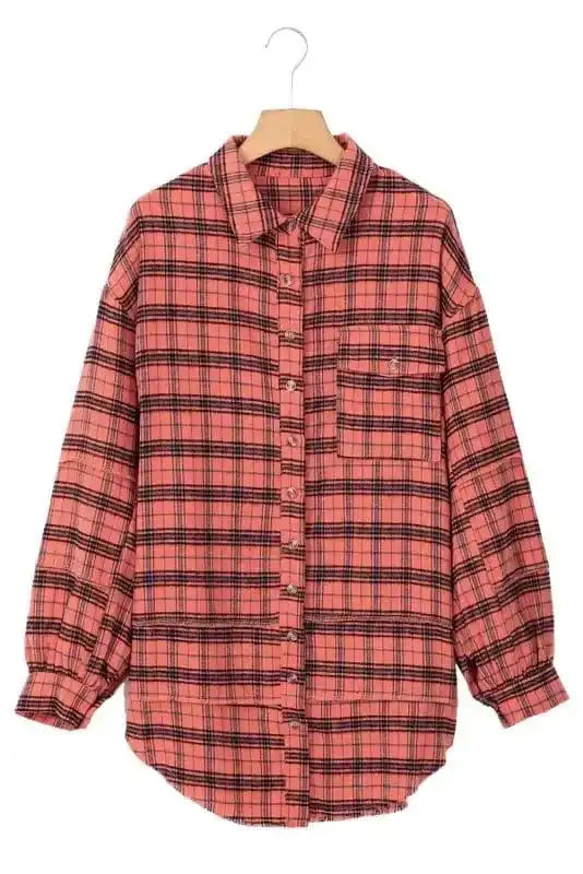Shirts Boho Plaid Split Tail Shirt