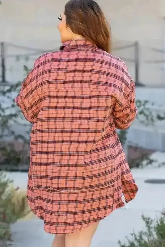 Shirts Boho Plaid Split Tail Shirt