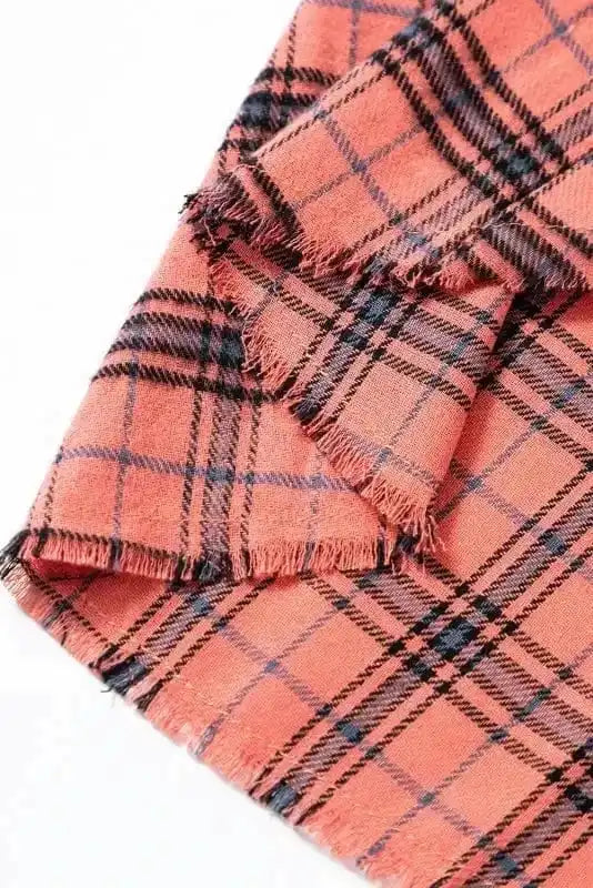 Shirts Boho Plaid Split Tail Shirt