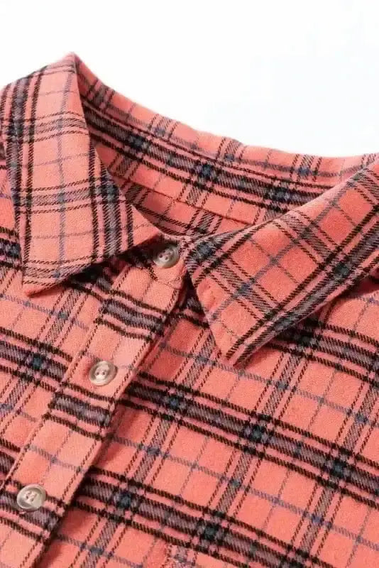 Red Plaid Split Tail Boho Shirt Women UK styled as a bold Western-boho casual outfit — Fashionfitz
