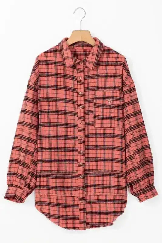 Shirts Boho Plaid Split Tail Shirt