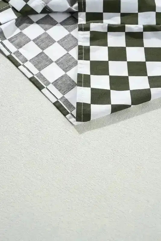Green Checkerboard Loose Fit Casual Shirt Women UK styled as a confident characterful casual spring outfit — Fashionfitz