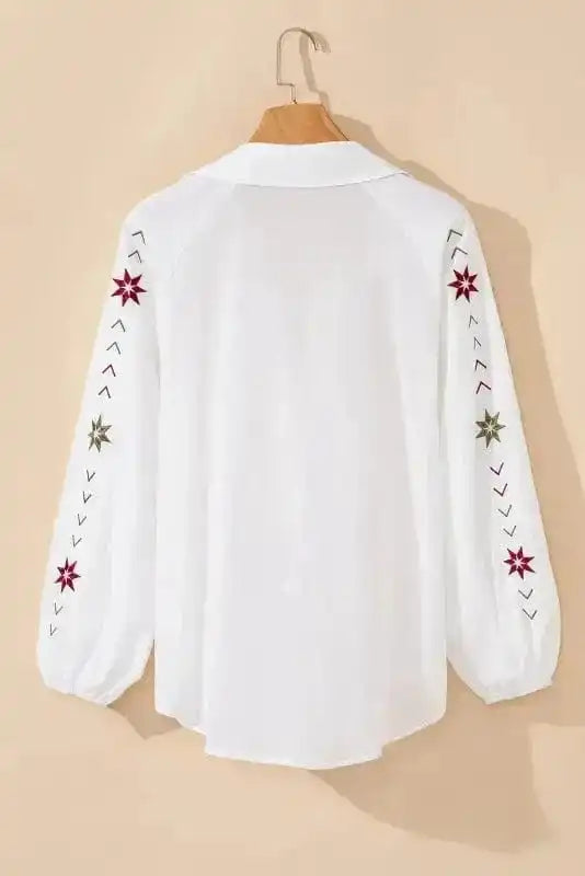 Shirts Embroidered Bloom Puff Shirt