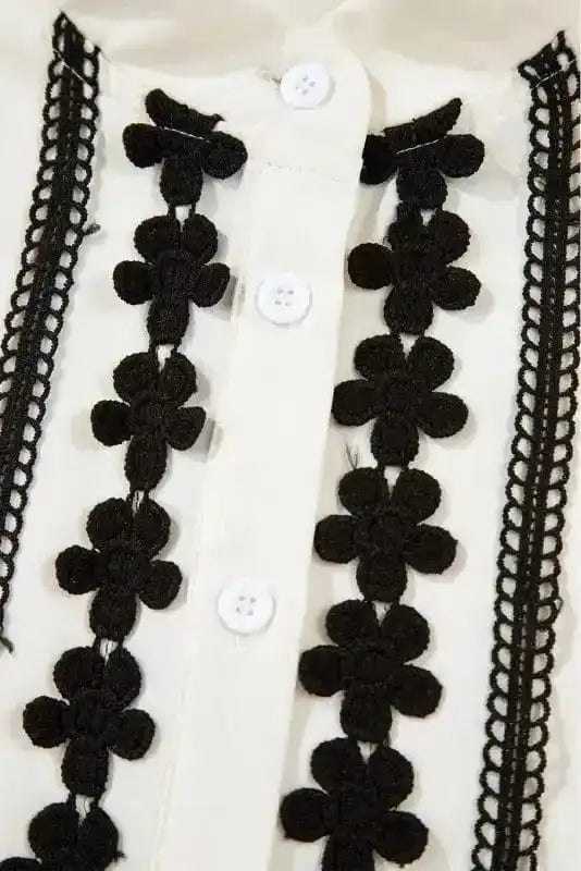 Shirts Embroidered Stand Neck Shirt - Off White