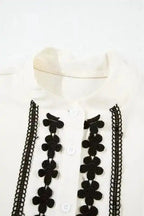 Shirts Embroidered Stand Neck Shirt - Off White
