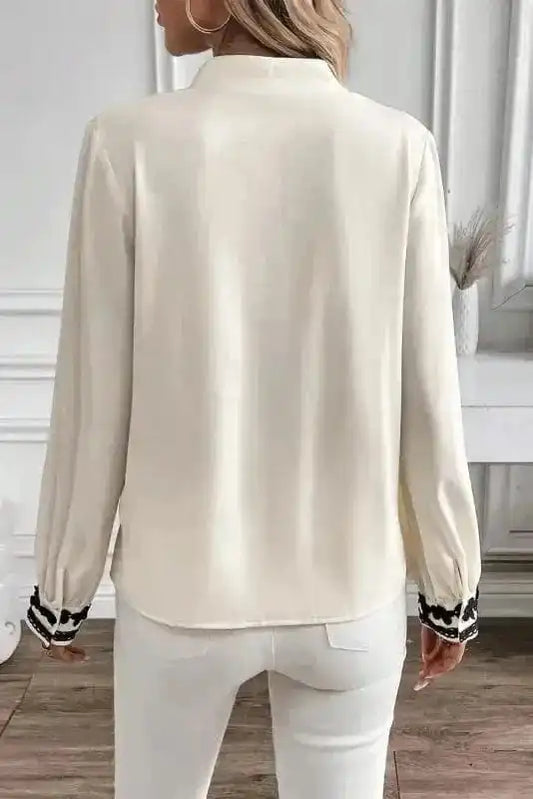 Shirts Embroidered Stand Neck Shirt - Off White