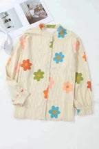 Shirts Floral Striped Loose Fit Shirt
