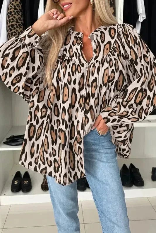 Shirts Jet Stream / S / 100%Polyester Leopard Luxe Oversized Shirt