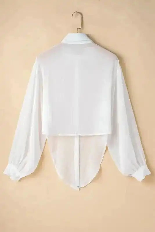 Shirts Knotted Front Loose Fit Sheer Shirt