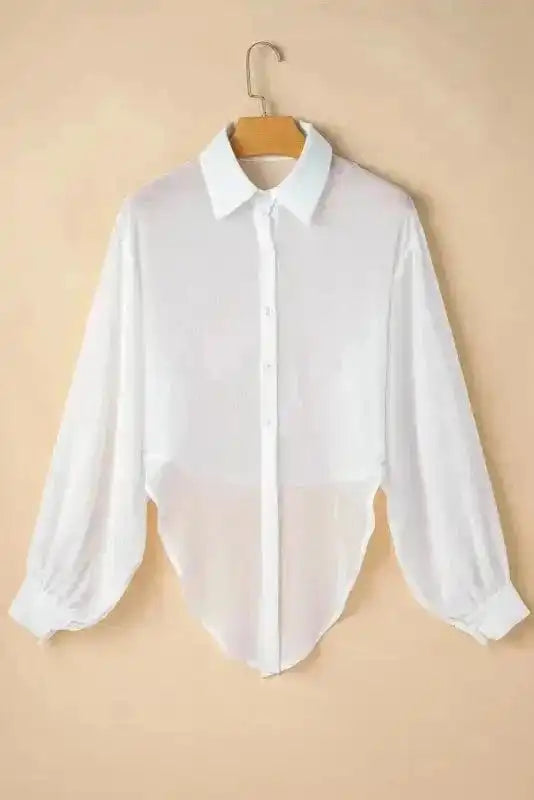 Shirts Knotted Front Loose Fit Sheer Shirt