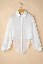 Shirts Knotted Front Loose Fit Sheer Shirt