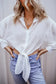 Shirts Knotted Front Loose Fit Sheer Shirt