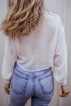 Shirts Knotted Front Loose Fit Sheer Shirt
