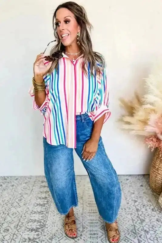 Shirts Peony Pinstripe Casual Shirt