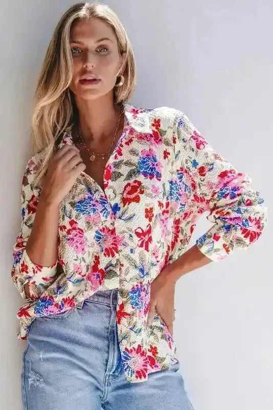 Shirts Red / S / 100%Polyester Flora Fashionista Slim Fit Shirt
