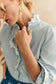 Shirts Sky Blue Striped Frill-Trim Shirt