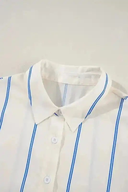 Shirts Striped Puff Sleeve Blouse – Flowy Bubble Shirt for Women