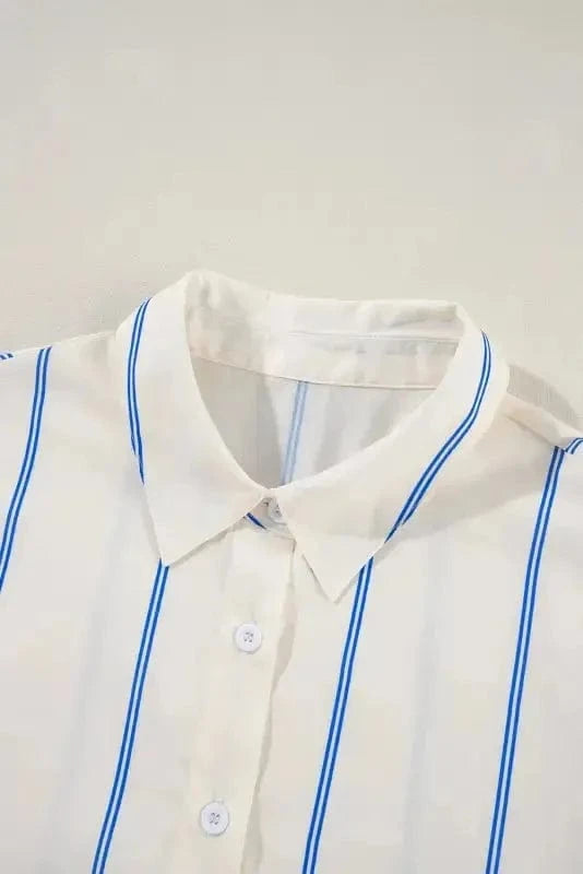 Shirts Striped Puff Sleeve Blouse – Flowy Bubble Shirt for Women