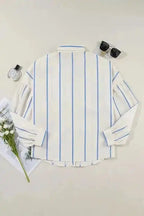 Shirts Striped Puff Sleeve Blouse – Flowy Bubble Shirt for Women