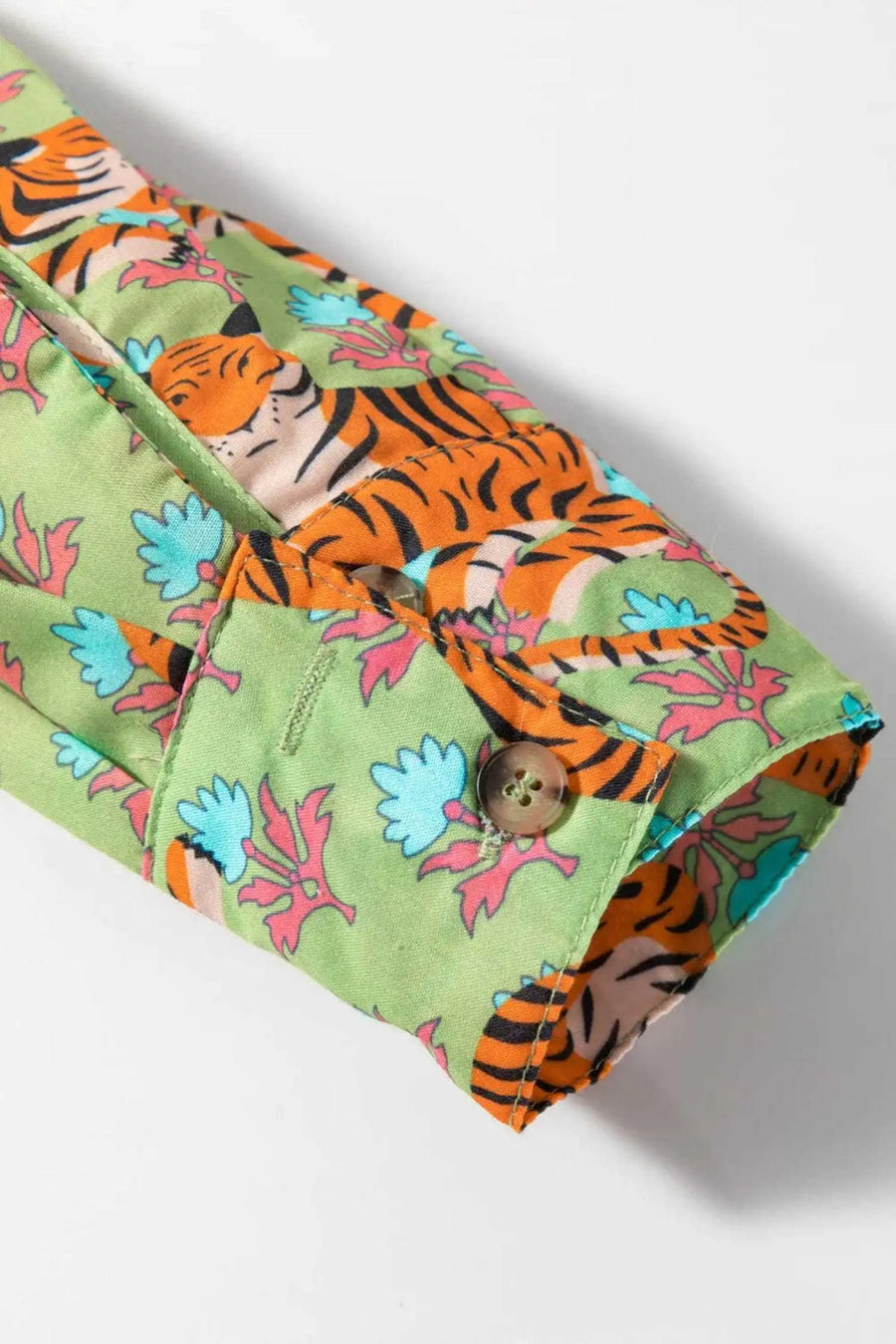 Green Tiger Print Casual Shirt Blouse Women UK styled as a boldly characterful casual outfit — Fashionfitz