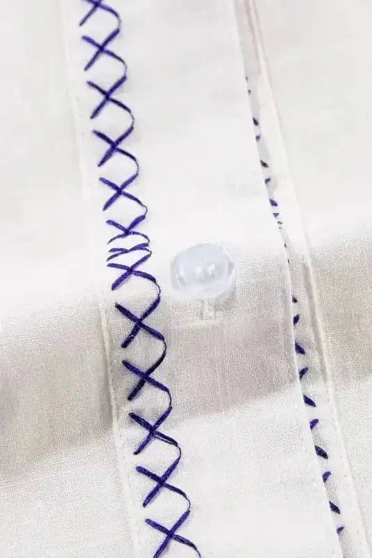 Shirts White Floral Embroidered Shirt