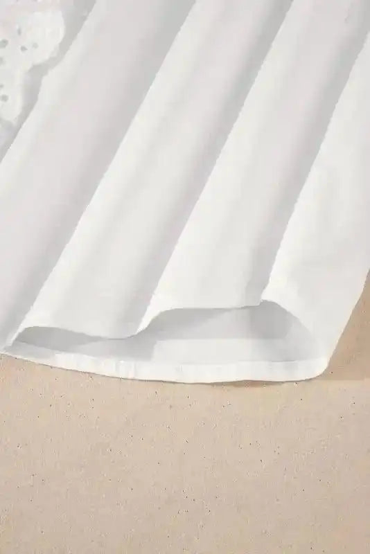 Shirts White Lace Crochet Trim Shirt