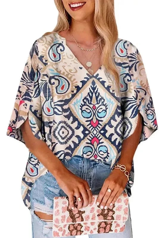 Short Sleeve Blouses Modern Muse Notched Blouse