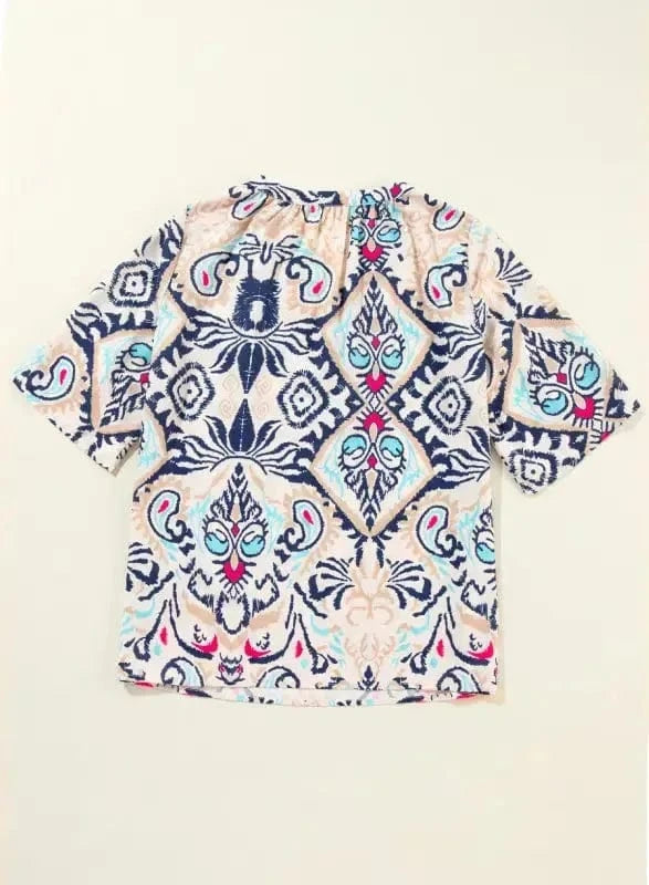 Short Sleeve Blouses Modern Muse Notched Blouse