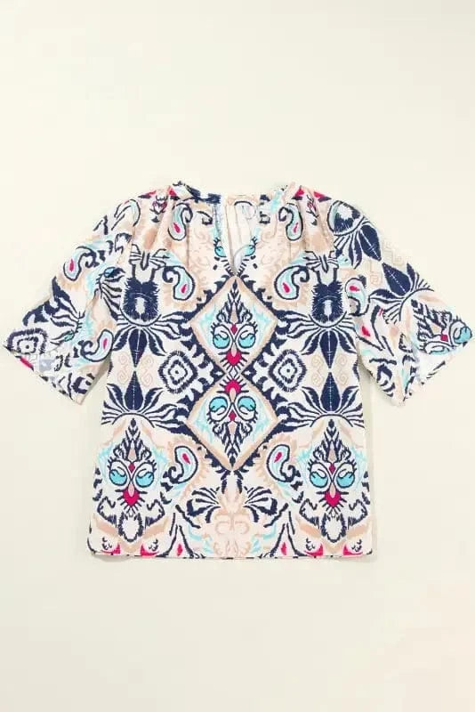 Short Sleeve Blouses Modern Muse Notched Blouse