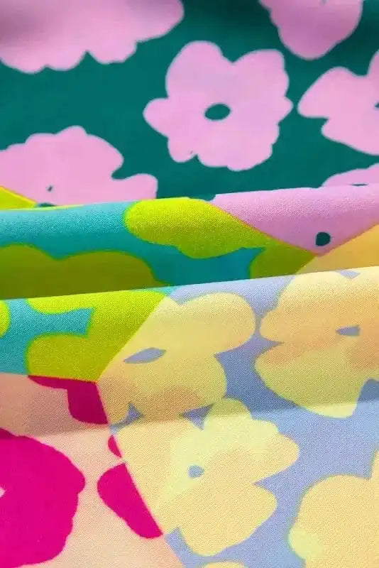 Short Sleeve Blouses Mosaic Flutter Blouse