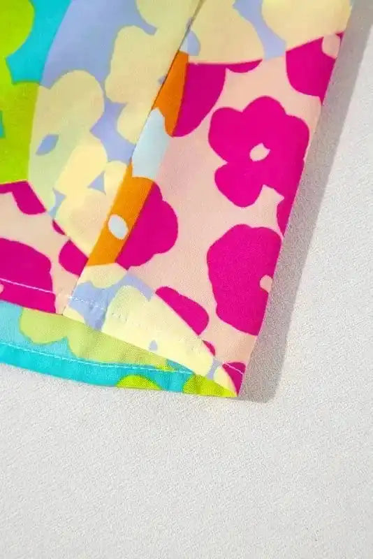 Short Sleeve Blouses Mosaic Flutter Blouse