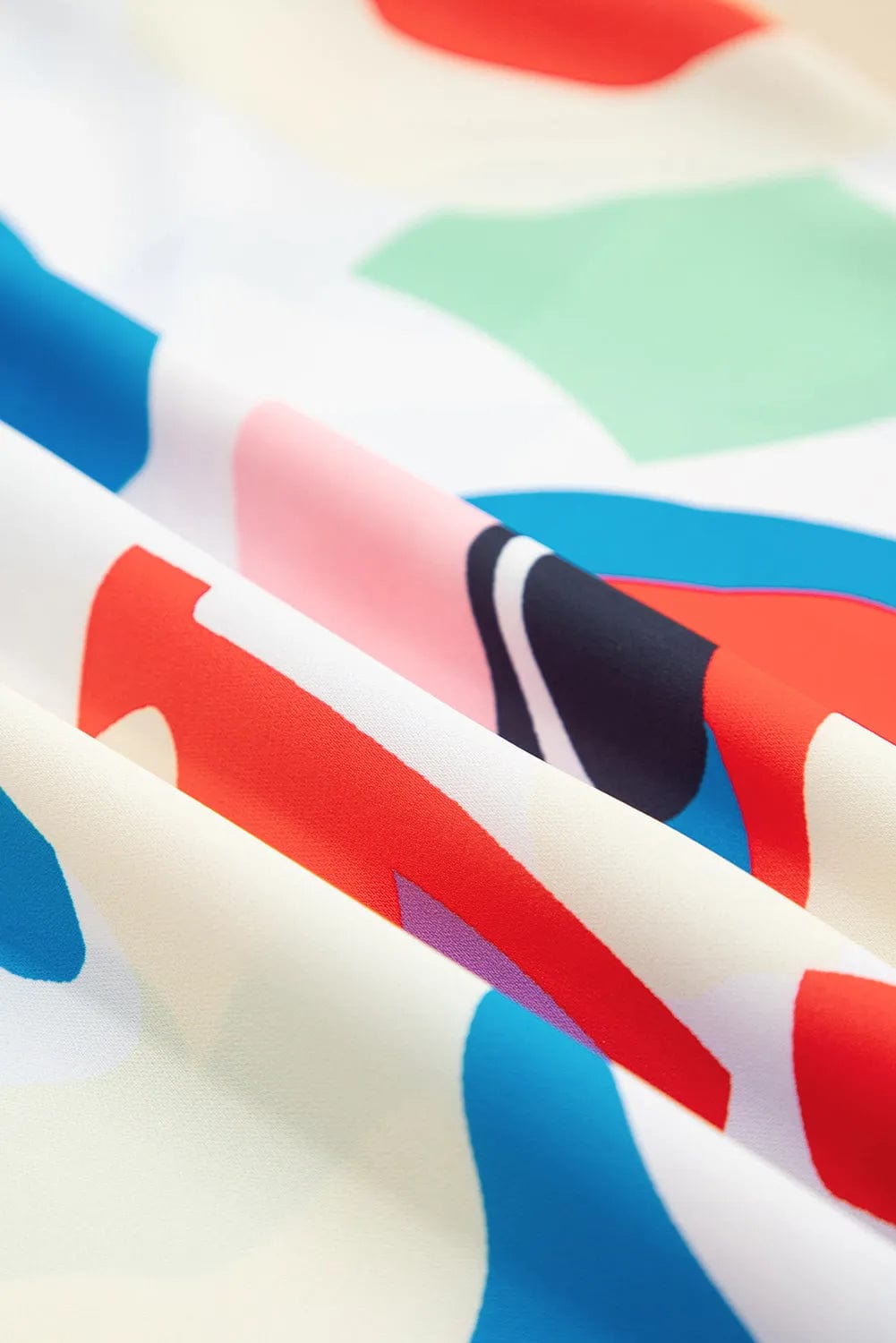 Short Sleeve Blouses Multicolor Abstract Print Ruffle Sleeve Smocked Blouse