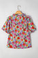 Short Sleeve Blouses Red Floral Puff Sleeve Blouse