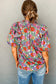 Short Sleeve Blouses Red Floral Puff Sleeve Blouse