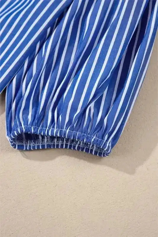 Short Sleeve Blouses Stripe Delight Ribbon Blouse