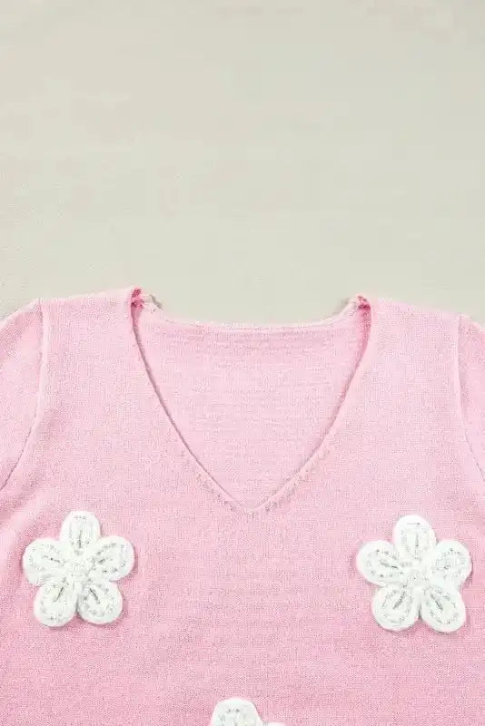Short Sleeve Sweaters Blossom Breeze Crochet Sweater