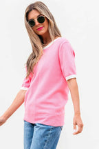 Short Sleeve Sweaters Bonbon Cut-Back Short Sleeve Jumper